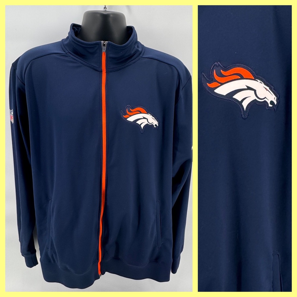 Nike NFL Denver‎ Broncos On-Field Sideline Full Zip Jacket Men's Large Navy Blue